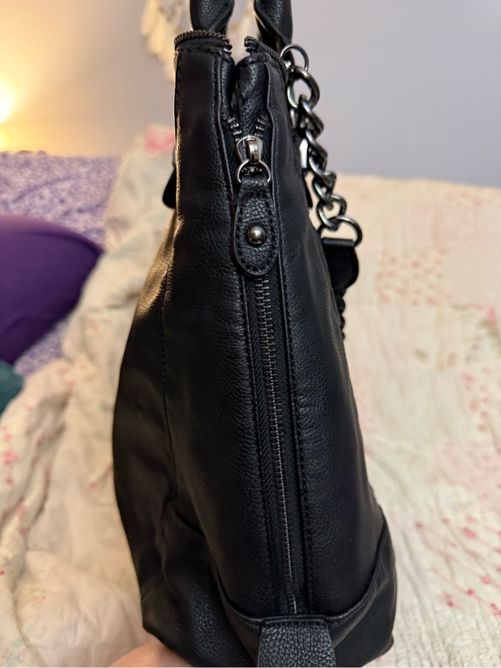 Steve Madden Black Convertible Satchel/Tote - Picture 5 of 10
